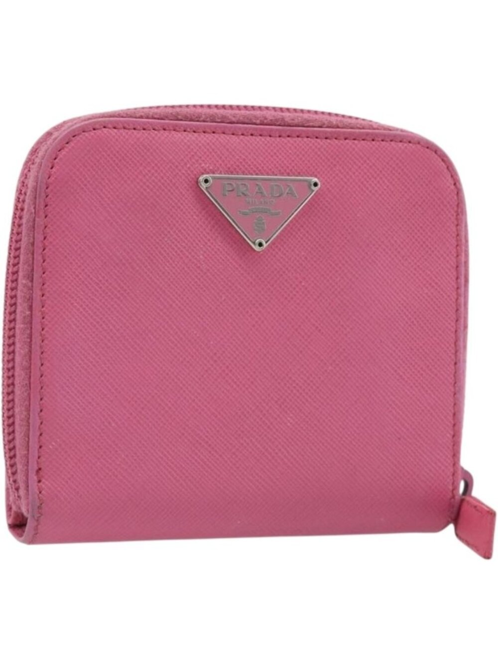 PRADA Bifold Wallet Safiano Leather Pink Silver